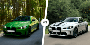 A comparison of the BMW M3 and M4 models, highlighting their design differences.