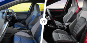 Volkswagen Golf 8 and Golf GTI Mk8: A visual comparison of interior seats