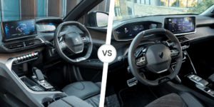 A comparison of the Peugeot 3008 and 2008 interiors, showcasing the modern features and driver-focused design of both models.