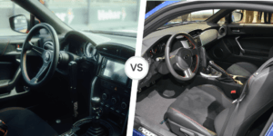 Comparing the driver-focused interiors of the Toyota 86 and Subaru BRZ, highlighting their sporty design and features.